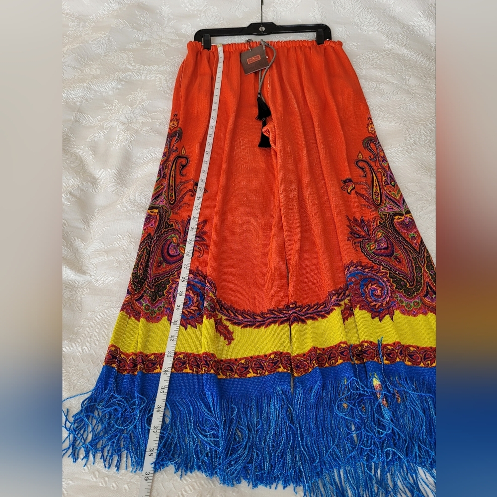 Etro Vibrant Orange and Blue Wide Leg Pants - Picture 7 of 13